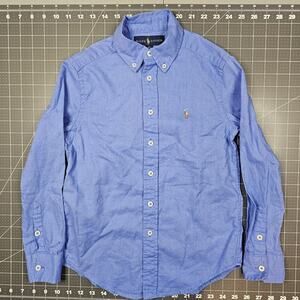 Polo Ralph Lauren Linen Shirt Boys Small Blue Blake Preppy Academia Classic